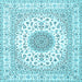 Square Medallion Light Blue Traditional Rug, tr4579lblu