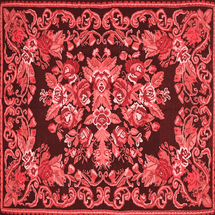 Machine Washable Medallion Red French Rug, wshtr457red