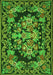 Serging Thickness of Machine Washable Medallion Green French Area Rugs, wshtr457grn