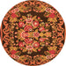 Square Medallion Orange French Rug, tr457org