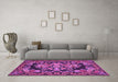 Machine Washable Medallion Purple French Area Rugs in a Living Room, wshtr457pur