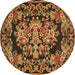 Round Medallion Brown French Rug, tr457brn