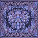 Square Machine Washable Medallion Blue French Rug, wshtr457blu