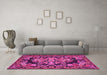Machine Washable Medallion Pink French Rug in a Living Room, wshtr457pnk