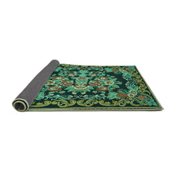 Sideview of Medallion Turquoise French Rug, tr457turq