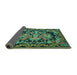 Sideview of Medallion Turquoise French Rug, tr457turq