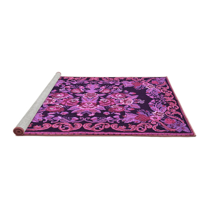 Sideview of Machine Washable Medallion Purple French Area Rugs, wshtr457pur