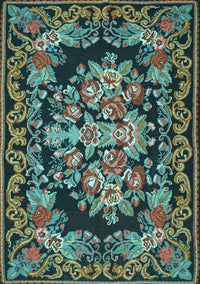 Medallion Light Blue French Rug, tr457lblu