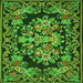 Round Machine Washable Medallion Green French Area Rugs, wshtr457grn