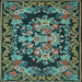 Square Medallion Light Blue French Rug, tr457lblu