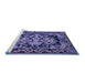 Sideview of Machine Washable Medallion Blue French Rug, wshtr457blu