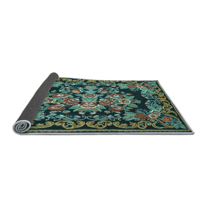 Sideview of Medallion Light Blue French Rug, tr457lblu