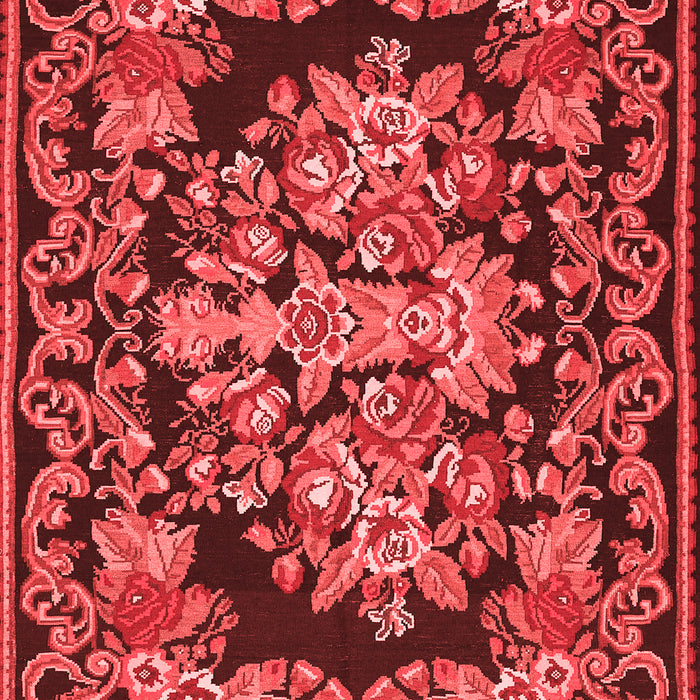 Machine Washable Medallion Red French Rug, wshtr457red