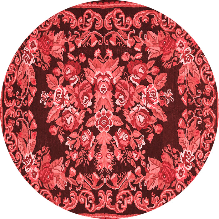 Machine Washable Medallion Red French Rug, wshtr457red