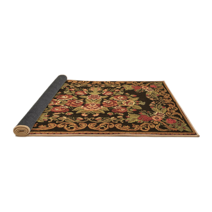 Sideview of Medallion Brown French Rug, tr457brn