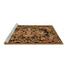 Sideview of Machine Washable Medallion Brown French Rug, wshtr457brn