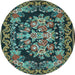 Round Medallion Light Blue French Rug, tr457lblu