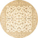 Round Persian Brown Traditional Rug, tr4580brn