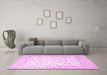 Machine Washable Persian Pink Traditional Rug in a Living Room, wshtr4580pnk