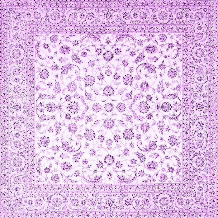 Square Machine Washable Persian Purple Traditional Area Rugs, wshtr4580pur