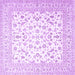 Square Machine Washable Persian Purple Traditional Area Rugs, wshtr4580pur