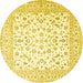 Round Machine Washable Persian Yellow Traditional Rug, wshtr4580yw