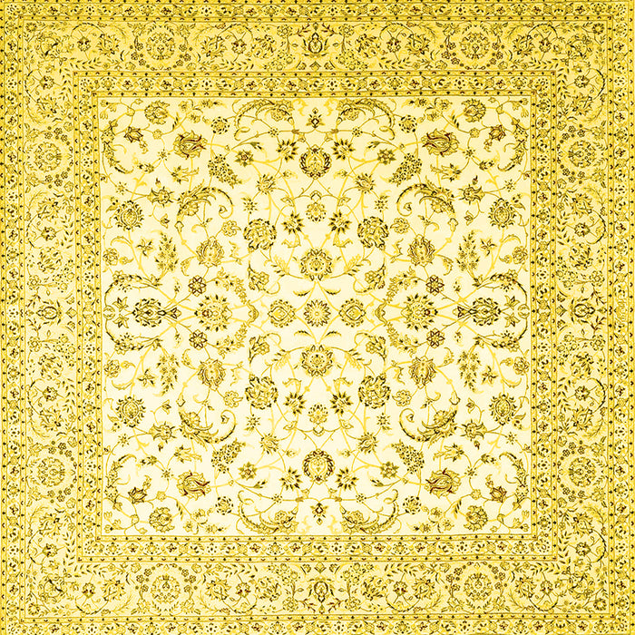 Square Machine Washable Persian Yellow Traditional Rug, wshtr4580yw