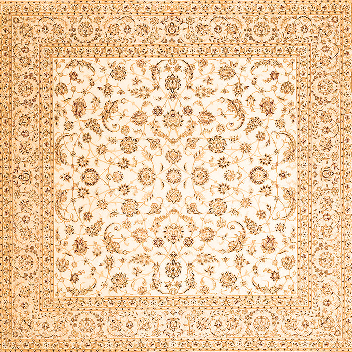 Round Machine Washable Persian Orange Traditional Area Rugs, wshtr4580org