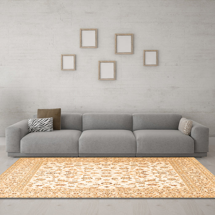 Machine Washable Persian Orange Traditional Area Rugs in a Living Room, wshtr4580org