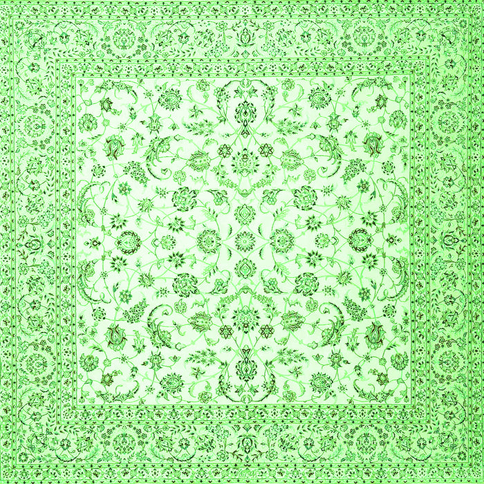 Round Machine Washable Persian Green Traditional Area Rugs, wshtr4580grn