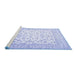 Sideview of Machine Washable Persian Blue Traditional Rug, wshtr4580blu