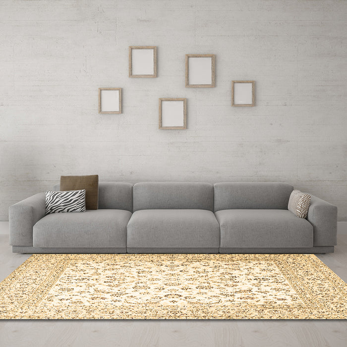 Machine Washable Persian Brown Traditional Rug in a Living Room,, wshtr4580brn