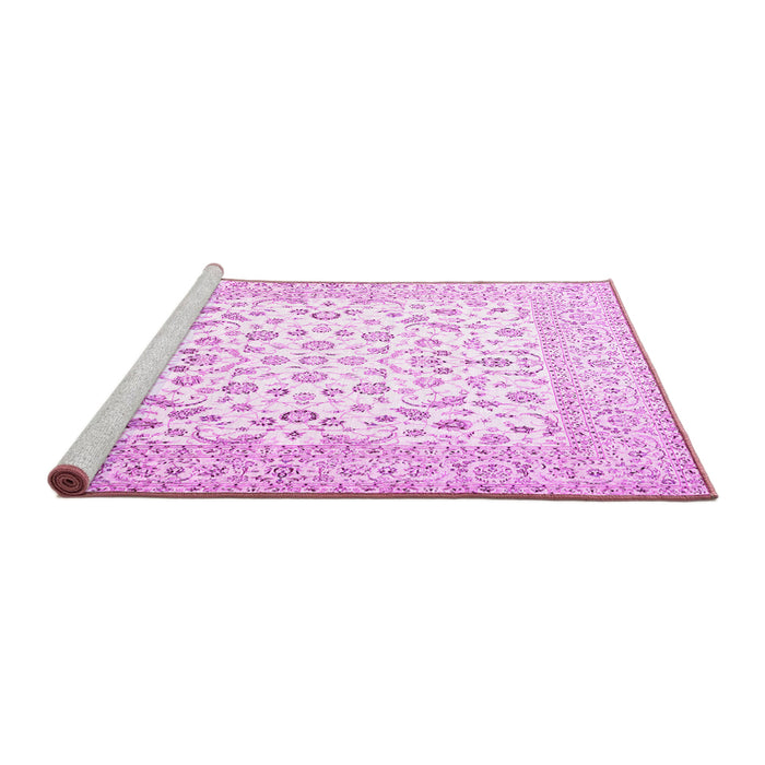 Sideview of Machine Washable Persian Pink Traditional Rug, wshtr4580pnk