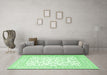 Machine Washable Persian Emerald Green Traditional Area Rugs in a Living Room,, wshtr4580emgrn