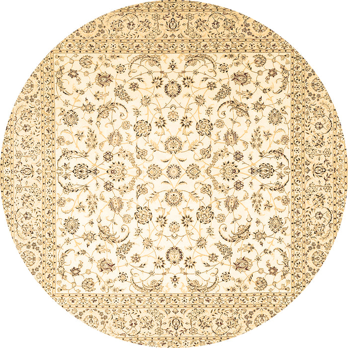 Round Machine Washable Persian Brown Traditional Rug, wshtr4580brn