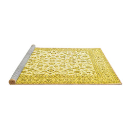 Sideview of Machine Washable Persian Yellow Traditional Rug, wshtr4580yw