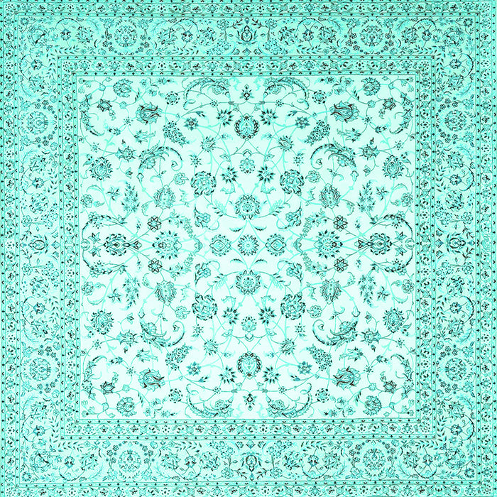Square Machine Washable Persian Turquoise Traditional Area Rugs, wshtr4580turq