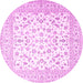 Round Machine Washable Persian Pink Traditional Rug, wshtr4580pnk