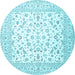 Round Machine Washable Persian Light Blue Traditional Rug, wshtr4580lblu