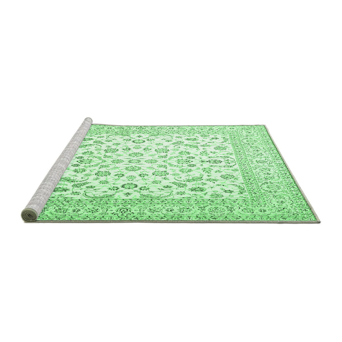 Sideview of Machine Washable Persian Emerald Green Traditional Area Rugs, wshtr4580emgrn