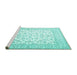 Sideview of Machine Washable Persian Turquoise Traditional Area Rugs, wshtr4580turq