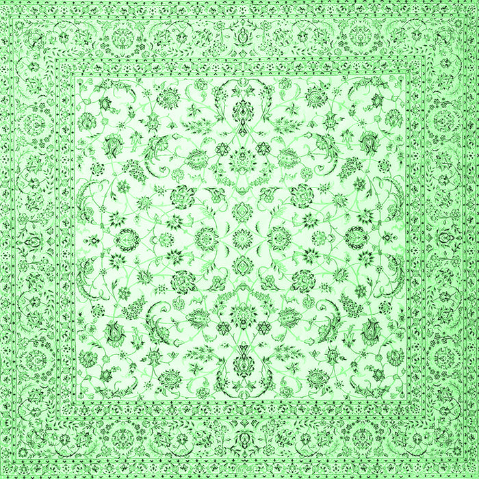 Square Machine Washable Persian Emerald Green Traditional Area Rugs, wshtr4580emgrn