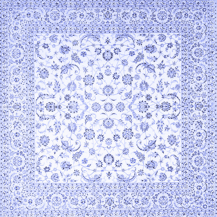 Square Machine Washable Persian Blue Traditional Rug, wshtr4580blu