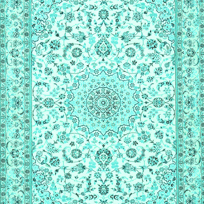 Machine Washable Persian Turquoise Traditional Area Rugs, wshtr4581turq