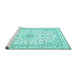 Sideview of Machine Washable Persian Turquoise Traditional Area Rugs, wshtr4581turq