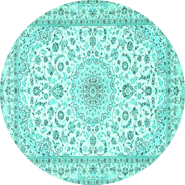 Round Persian Turquoise Traditional Rug, tr4581turq
