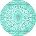 Round Persian Turquoise Traditional Rug, tr4581turq