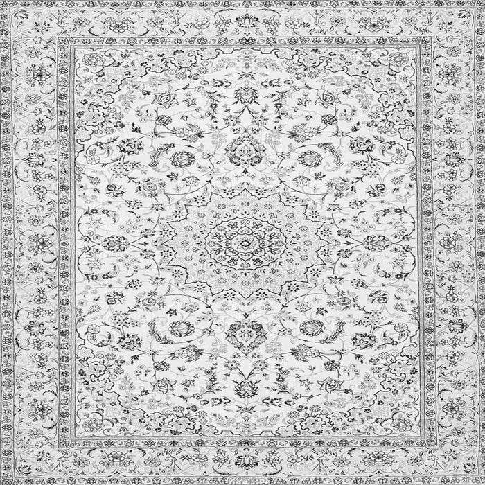 Round Machine Washable Persian Gray Traditional Rug, wshtr4581gry