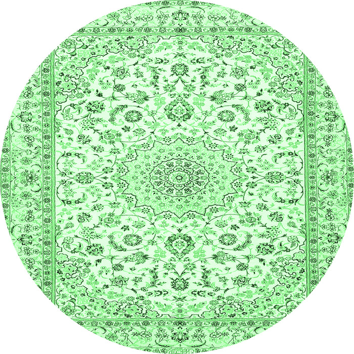 Round Persian Emerald Green Traditional Rug, tr4581emgrn