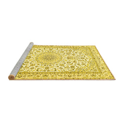 Sideview of Machine Washable Persian Yellow Traditional Rug, wshtr4581yw